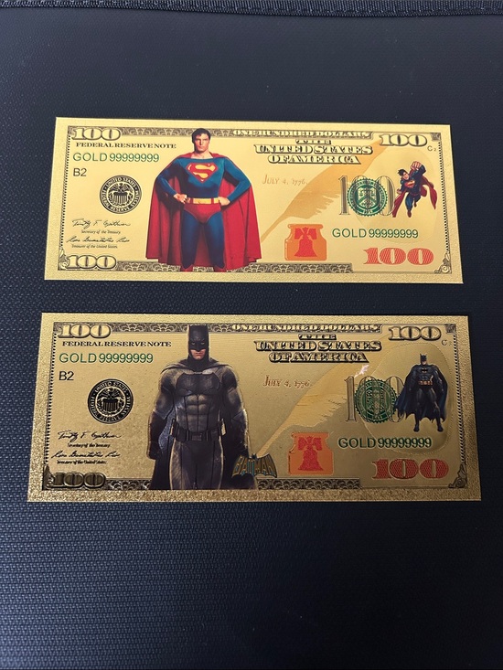 Other - Superman & Batman Novelty Gold $100 Bills - Collectible Set